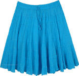 Sky Blue Cotton Short Skirt with Tiers [7936]