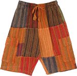 Tangerine Patchwork Unisex Bermuda Cargo Cotton Shorts