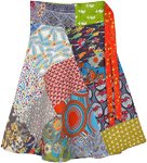 Urban Hippie Patchwork Knee Length Wrap Skirt