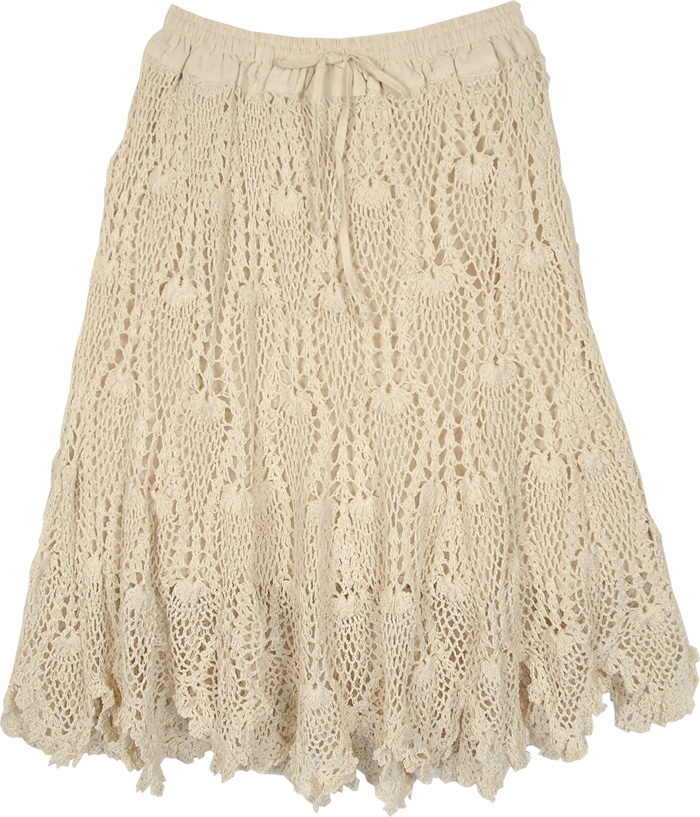 Ecru Natural Color Crochet Pattern Short Skirt | Short-Skirts | Off ...