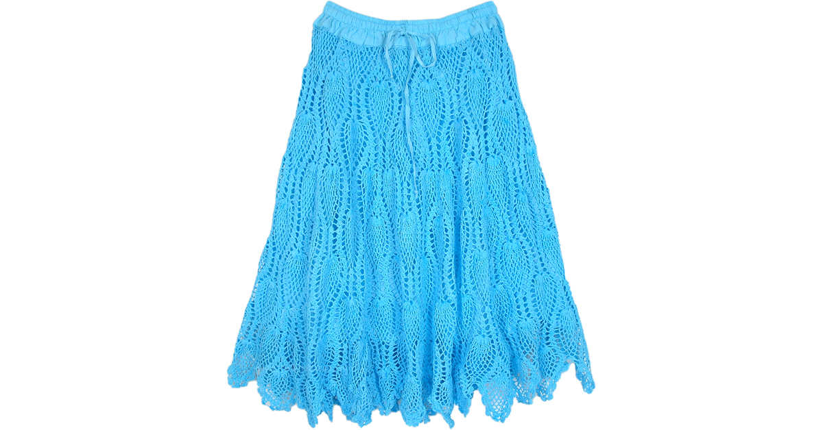 Sale:$26.99 Clear Blue Skies Handmade Crochet Knit Short Skirt | Short ...