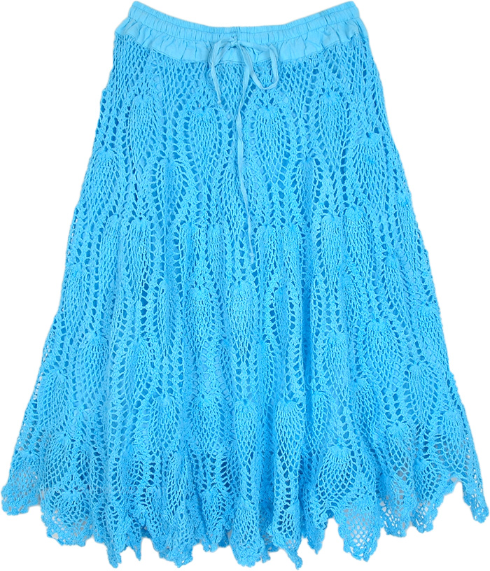 Clear Blue Skies Handmade Crochet Knit Short Skirt