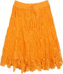 Orange Summer Short Skirt with Scalloped Hemline [8412]