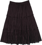 Crinkled Cotton Voile Skirt in Black with Tiers [8552]
