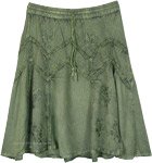 Hippie Bohemian Festival Short Skirt in Seaweed Green [8555]
