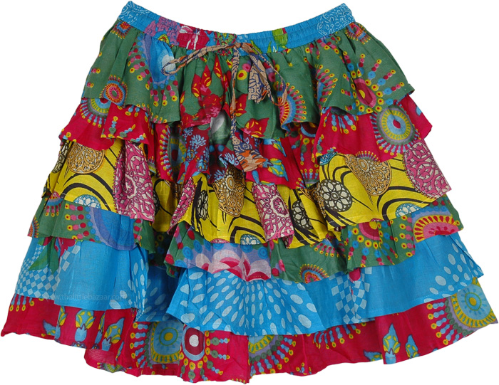 Carnival Colors Fun Short Skirt with Ruffled Layers