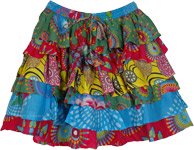 Multicolored Tiered Ruffled Short Skirt with Elastic Waist [8629]