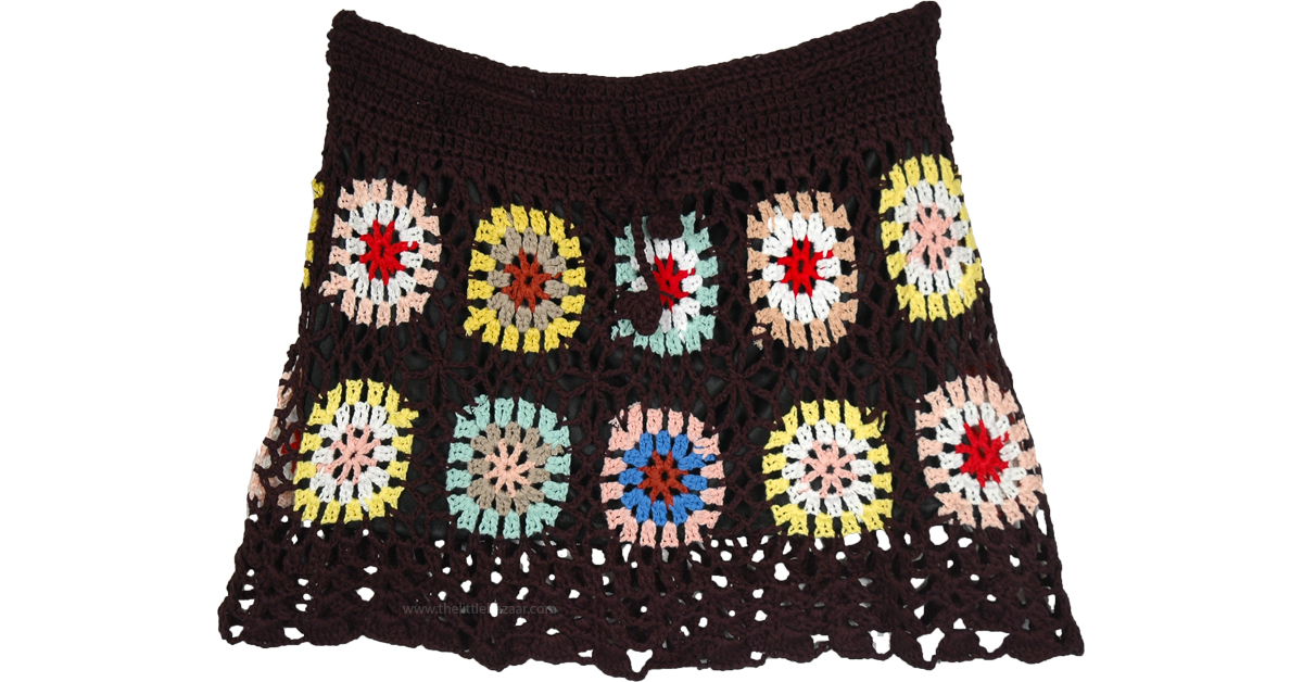 Kaleidoscope Circles Black Crochet Pattern Short Skirt | Short-Skirts ...
