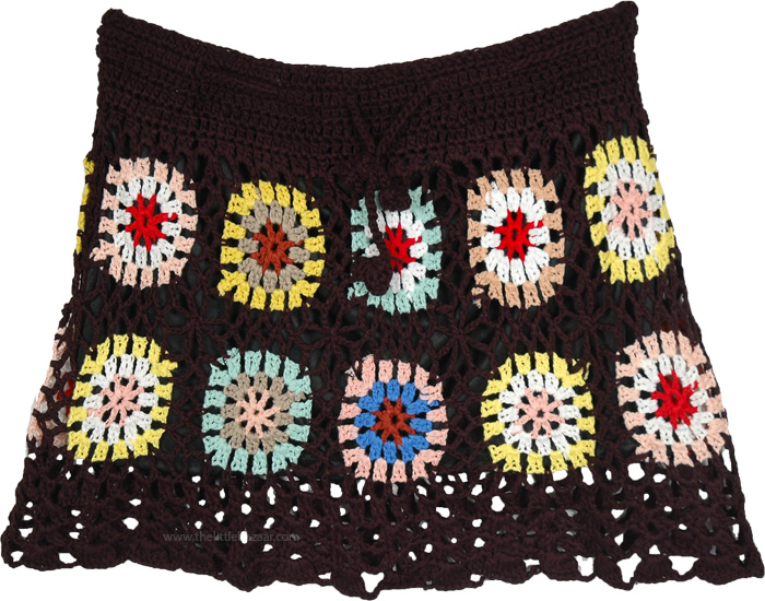 Kaleidoscope Circles Black Crochet Pattern Short Skirt | Short-Skirts ...