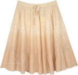 Creamy Beige Tiered Short Skirt with Silver Tinsels