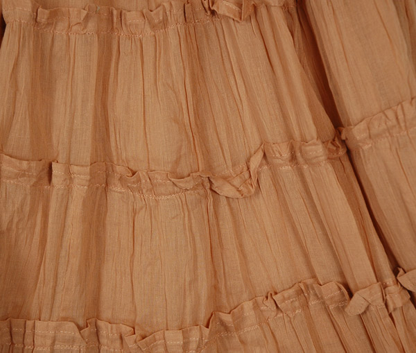 Bloomy Beige Crinkled Cotton Tiered Short Skirt