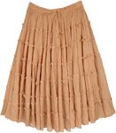 Beige Short Cotton Skirt with Tiers and Lining [8834]