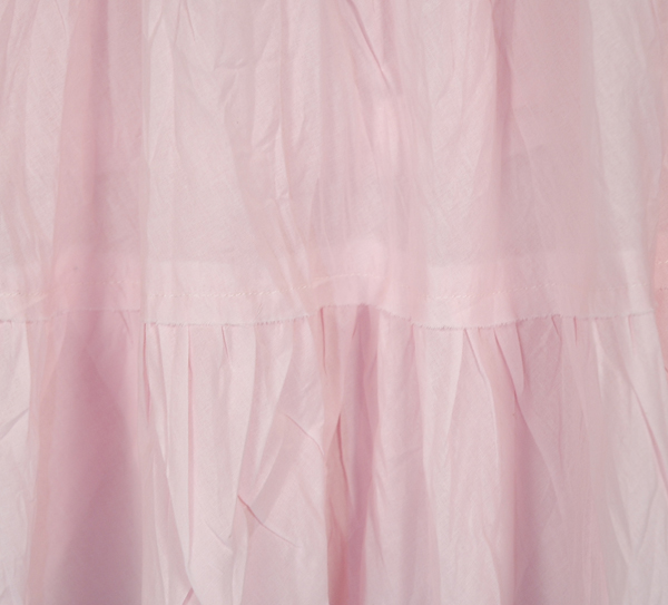 Baby Pink Crinkled Cotton Short Skirt with Tiers