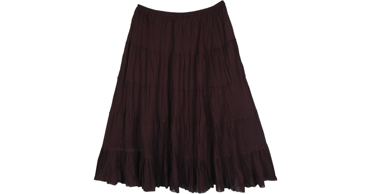Knee Length Cotton Black Short Skirt | Short-Skirts | Black | Crinkle ...
