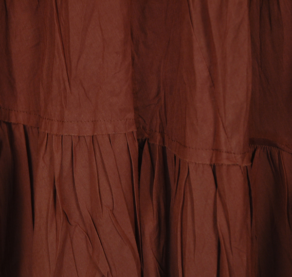 Choco Brown Crinkled Cotton Short Skirt