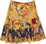 Yellow Gypsy Skirt with Colorful Floral Prints [9061]