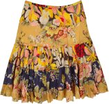 Sunset Flowers Printed Tiered Skirt in Cotton