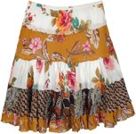Tiered Gypsy Short Skirt with Colorful Prints [9063]