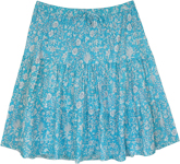 Crinkled Cotton Floral Printed Knee Length Skirt [9101]