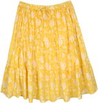 Crinkled Cotton Floral Printed Knee Length Skirt [9102]