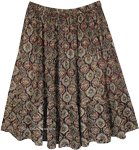 Crinkled Cotton Ethnic Printed Knee Length Skirt [9105]