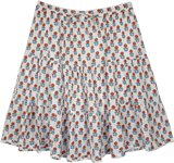 Tiered Cotton Knee Length Skirt with Tiny Flowers Print [9106]