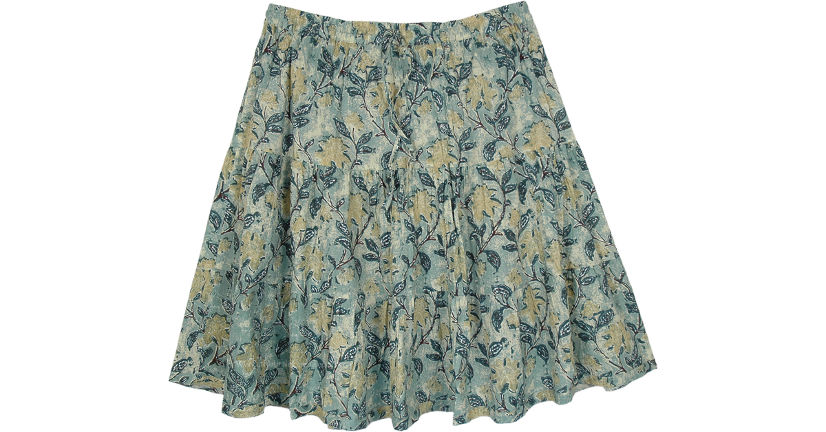Sage Green Meadows Crinkled Cotton Short Skirt | Short-Skirts | Green ...