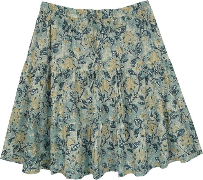 Sage Green Meadows Crinkled Cotton Short Skirt | Short-Skirts | Green ...