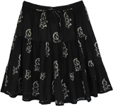 Crinkled Cotton Printed Knee Length Skirt [9111]