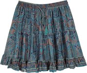 Peacock Blue Tiered Short Fairy Skirt with Frills