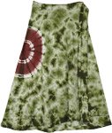 Green and Red Cotton Tie Dye Short skirt with Wrap Waist [9250]