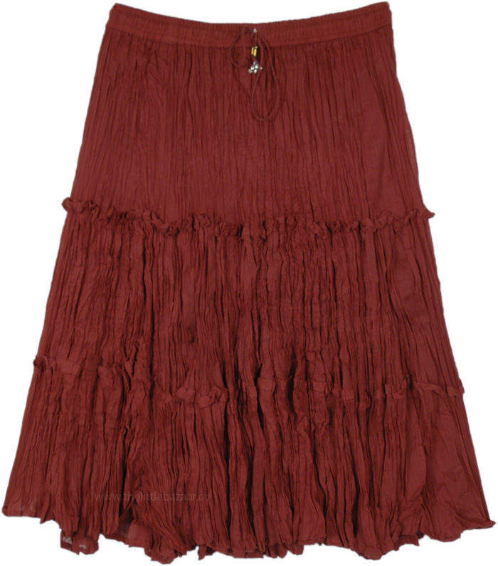 Raspberry Choco Cotton Midi Skirt | Short-Skirts | Brown | Tiered-Skirt ...