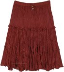 Solid Brown Summer Mid Length Cotton Skirt [9360]