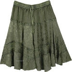 Hippie Boho Festival Short Skirt in Green Tone [9519]