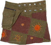 Sun Glow Patchwork Snap Wrap Short Skirt