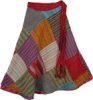 Vertical Panels Multicolored Cotton Knee Length Skirt