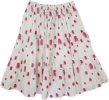 Petals White Cotton Casual Skirt