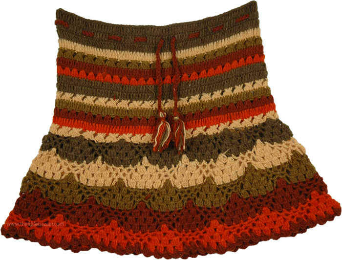 Handmade Striped Crochet Mini Skirt