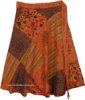 Terracotta Hippie Patchwork Midi Wrap Skirt