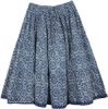 Santorini White Flared Cotton Skirt in Blue Florals