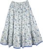 Hydrangea Blue Cotton Summer Knee Length Skirt