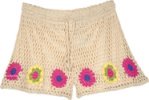 Beach Sand Crochet Shorts with Flower Pattern