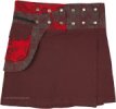 Brown Bohemian Paisley Printed Reversible Button Wrap Skirt
