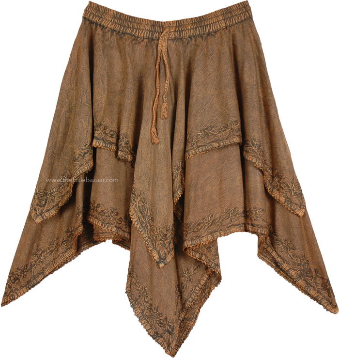 Turkish Rose Knee Length Western Style Gypsy Skirt