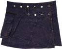 Midnight Navy Patchwork Snap Wrap Mini Skirt