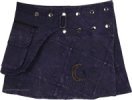 Midnight Moon Patchwork Snap Wrap Mini Skirt