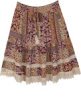 Moody Floral Crochet Hem Boho Midi Skirt