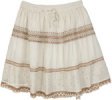 Ivory Lace Tiered Knee Length A-Line Skirt