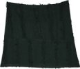 Deep Green Weave Pull-On Frayed Mini Skirt