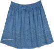 Carolina Blue Stonewash Western Knee Skirt with Embroidery